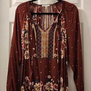 Pale Sky Boho Printed Blouse